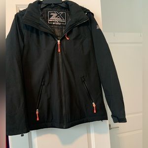 EUC ZeroXposur zip Front Black Hooded Jacket Size L